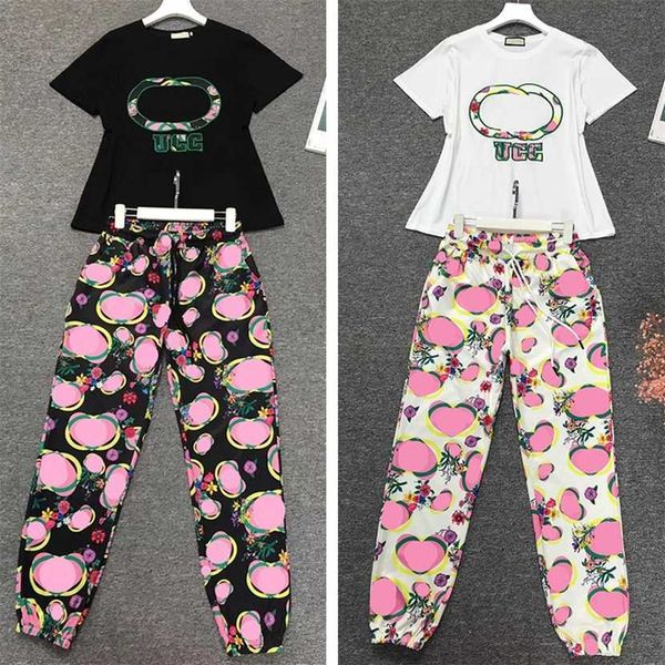 

26% off clothing designer quality leisure cotton sports for women new two piece set european fashion trend, White