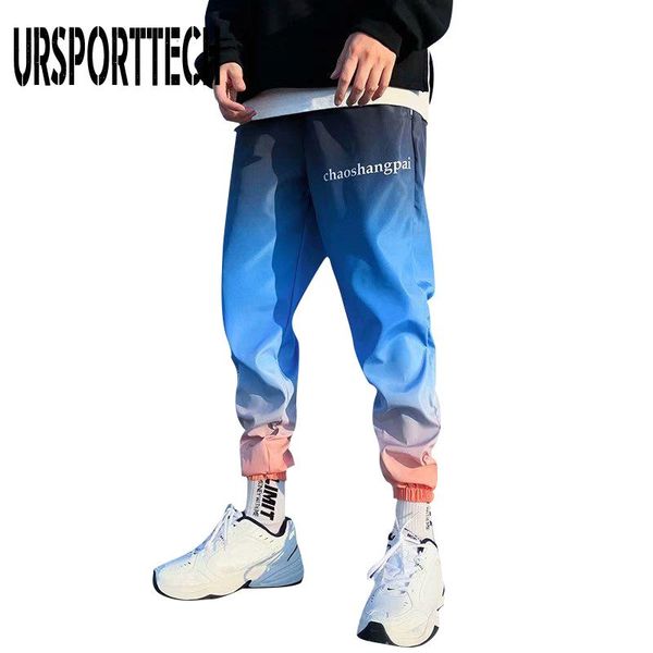 

pants ursporttech streetwear hip hop joggers pants men loose harem pants ankle length trousers sport casual sweatpants plus size, Black