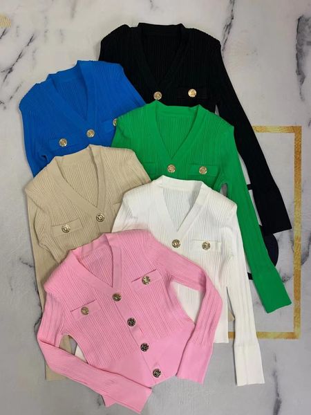 

sweaters women fashion spring vintage v neck shoulder pad slim button long sleeve knit cardigan top, White;black