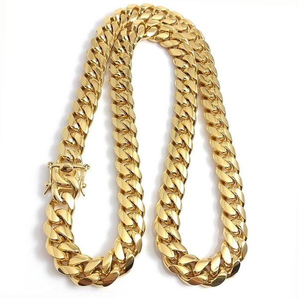 

gold miami cuban link chain necklace men hip hop stainless steel jewelry necklaces314i, Silver