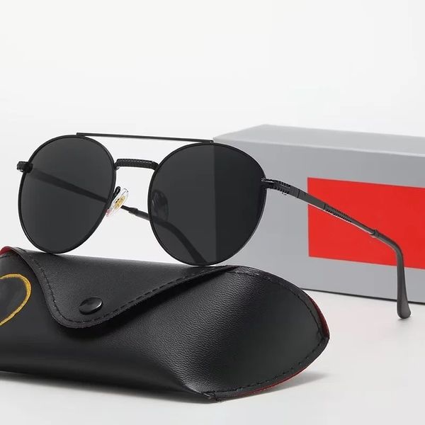 

designer sunglasses fashion women's polarized metal frame sunglasses men's classic business round sunglasses driving glasses, White;black