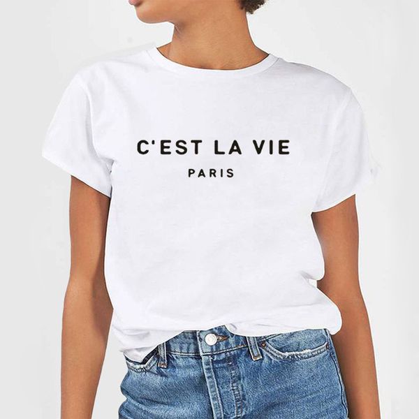 

men's tshirts c'est la vie tshrits women short sleeve letter print tshirt stylish summer crewneck tumblr hipster cotton tee plus s, White;black
