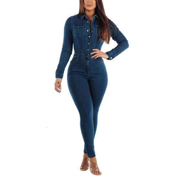 

women's jumpsuits rompers high stretch bodycon long sleeve cotton jeans jumpsuit denim playsuit women combinaison femme fuide elegant r, Black;white