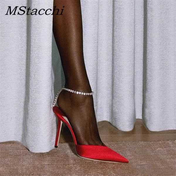 

new sandals luxury rhinestones chains women pumps designer high heels summer ankle strap party shoes star style wedding prom 230406, Black