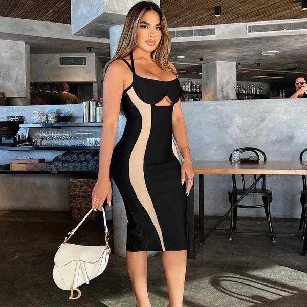 

style womens clothing wholesale summer dress suspender stitching hollow sheath, Black;gray