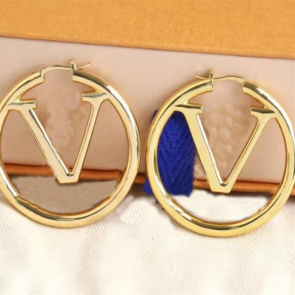 

2022 new designer hoop earring fashion v earring for women titanium steel s925 silver stud earrings2692, Golden;silver