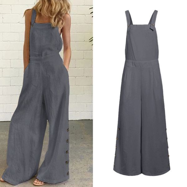 

women's jumpsuits rompers summer women jumpsuit ladies rompers sleeveless wide leg solid casual loose overalls pantalon femme playsuit, Black;white