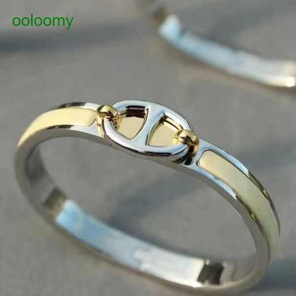 

hemres designer bracelet clic enamel men's and women's pig nose s925 sterling silver 18k gold plated fashion couple style trend go, Black