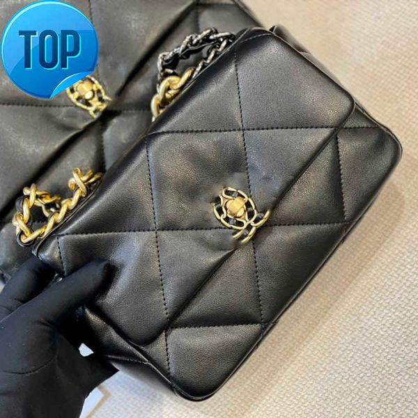 

channel 19 handbag flap bag lambskin gold-tone silver-tone ruthenium-finish metal thick chain gabrielle classic quilted 3 sizesd