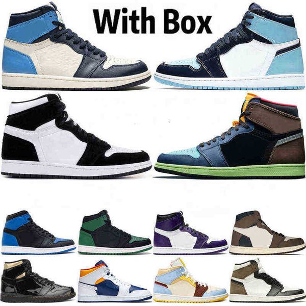 

with box jumpman 1 1s mens basketball shoes obsidian unc twist turbo green chicago sport trainers sneakers size 36-47