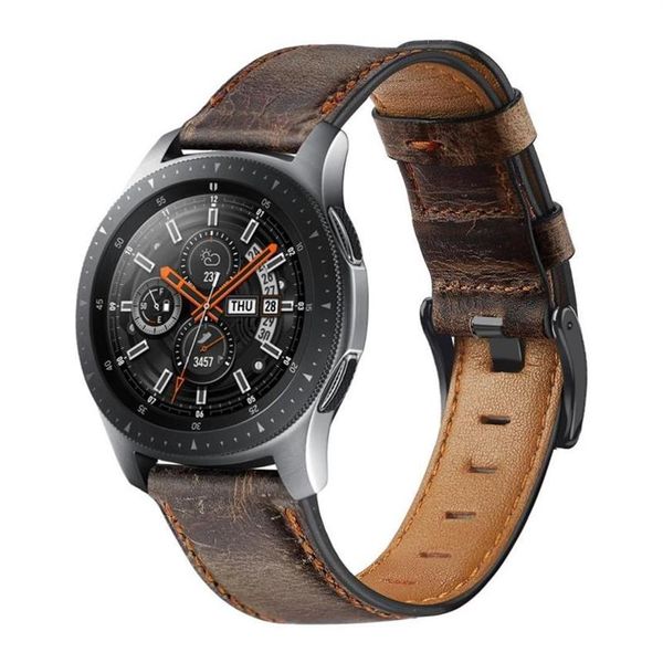 

watch bands 22mm band; for galaxy 46mm crazy horse leather strap gear s3 applicable or compatible frontier bracelet huaw256v, Black;brown