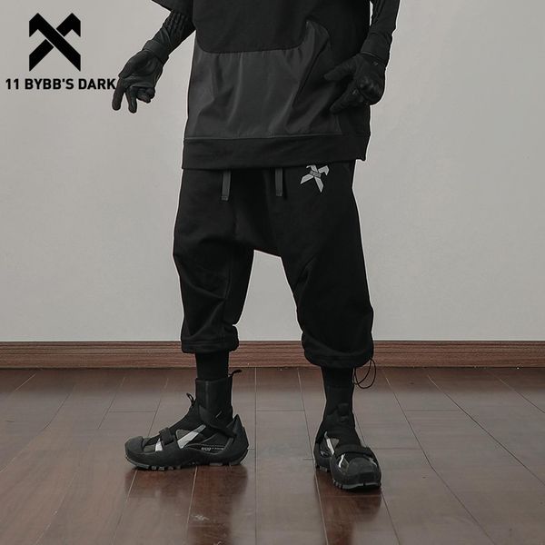 

pants 11 bybb's dark multipocketed patchwork cargo pants man tactical function drawstring sweatpants with belt hip hop streetwear men, Black