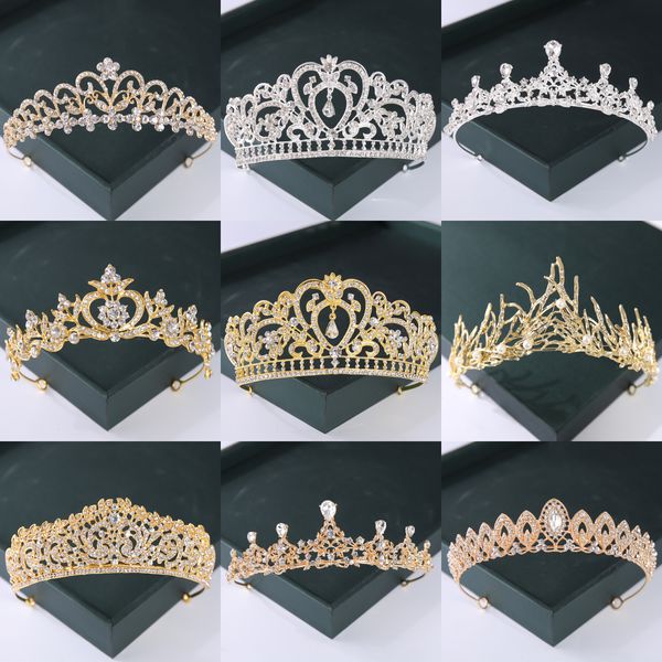 

fashionable gold and silver crystal crown, pearl queen princess wedding crown, new female bride hair accessories