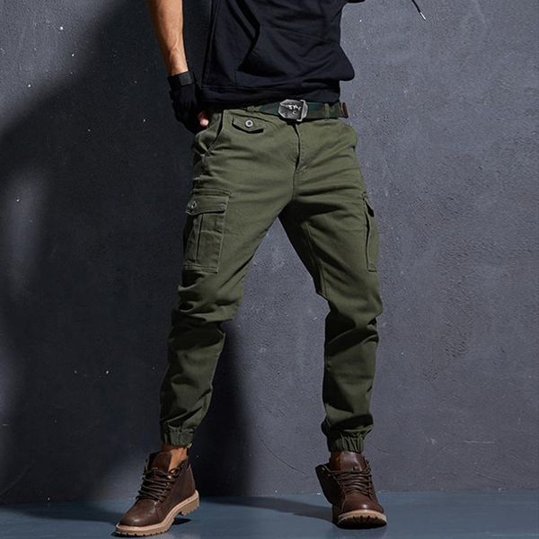 

pants men's cargo pants large size flexible tactical harem pants military trousers hip hop pants streetwear sweat pants 2021, Black