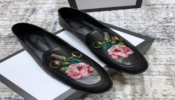 

designer mules princetown flat soled casual shoes authentic cowhide metal buckle ladies shoes leather women trample luxury lazy sh3728714, Black