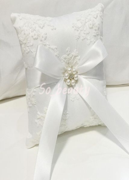 

white wedding ring pillow cushion with lace ribbon bow marriage creative suppliers decoration bs50033436596