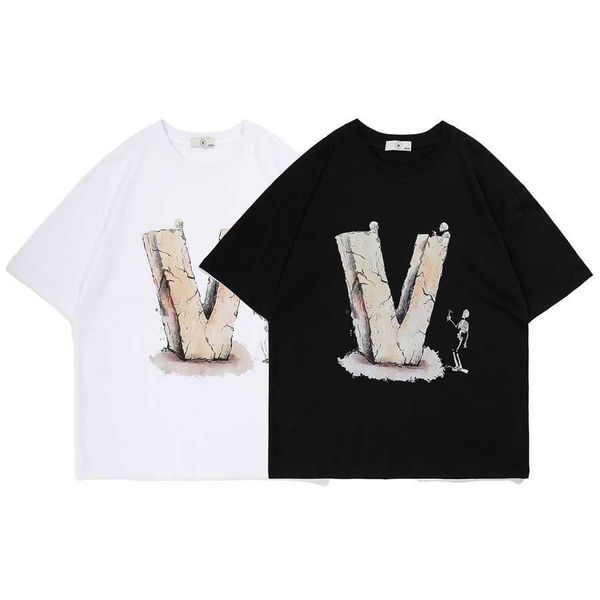 

36% off trendy skull cracked letter large short sleeved men's street summer hip-hop casual loose t-shirt, White;black