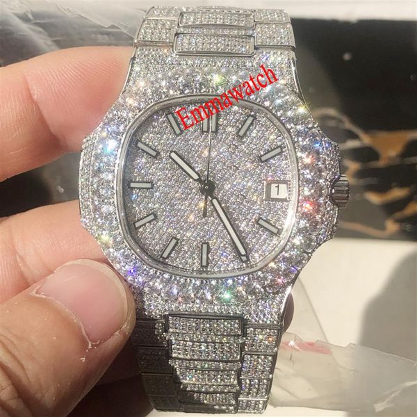 

new arrivel full cz diamonds watch men automatic self-winding eta movement luxury iced out watches sapphire glass with box and pap275s, Slivery;brown