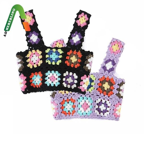 

t-shirt adherebling colorful crocheted summer wide straps women camisole sleeveless casual holiday beach wear female crop green, White