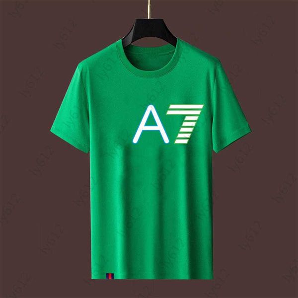 

green designer cool shirts men spring summer fashion leisure luxury loose fit light green stripe letter printing round neck short sleeve t-s, White;black