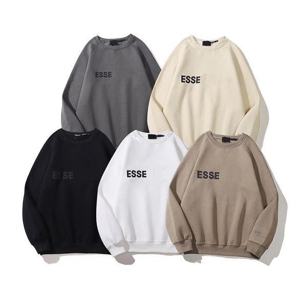

fashion ess designer hoody hoodie fog double line ess2023 new men's and women's round neck sweater flocking lovers loose plush pul, Black