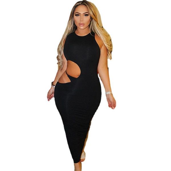 

dress 2021 summer new fashion women's hollow solid color slim fit hip dress, White