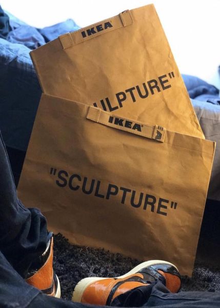 

limited edition joint name markerad tote moving shopping bag storage kraft paper bags brown fashion star same style handbags men a4670455