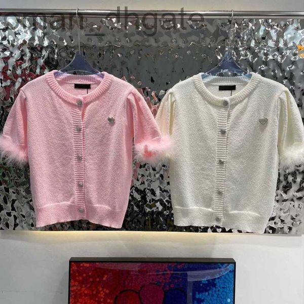 

women's sweaters designerspring autumn knitted short sleeves designer sweater wool sleeve cardigan rhinestone sweaters ins advanced fem, White;black