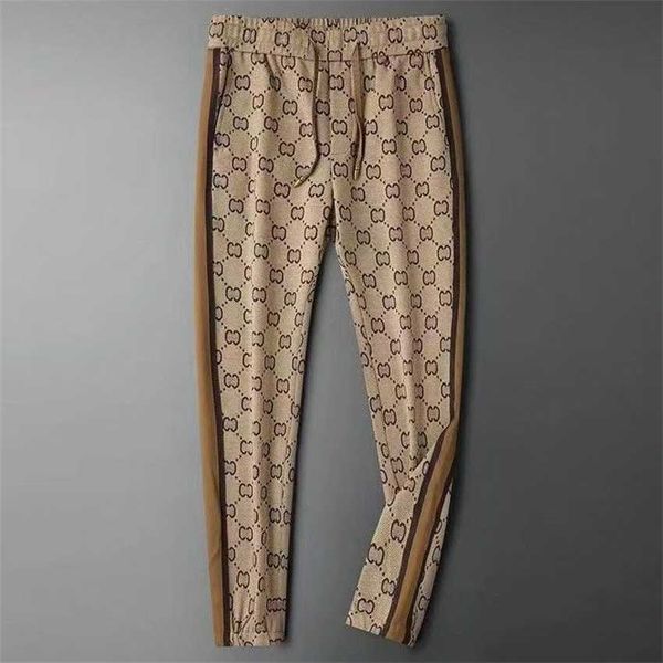 

european casual with side woven sports new summer style leggings slim fitting elastic and tight sanitary pants men's fashion label, Black;white