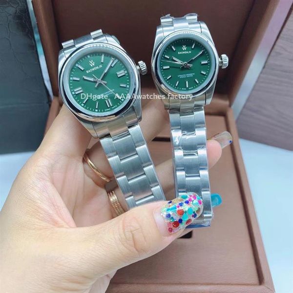 

mens and womens watch is automatic bracelet wristwatches mechanical 2813 movement waterproof design fashion article dial red green2724, Slivery;brown