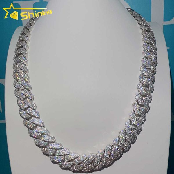 

cuban chain necklace vvs moissnaite iced out hip hop jewelry 4rows moissanite cuban chain, Silver