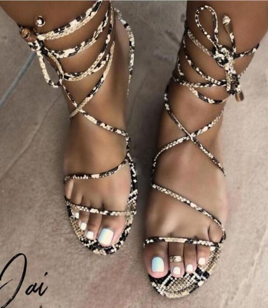 

women flat thong sandals candy color corss tied female bohemia lace up casual beach shoes ladies fashion footwear summer5440405, Black