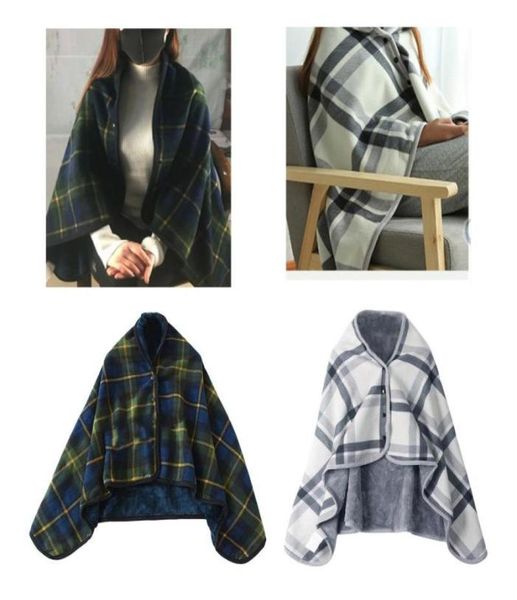 

scarves wheelchair blanket thickening shawl cloak women wrap cape sweater plush thick fleece button9217062, Blue;gray