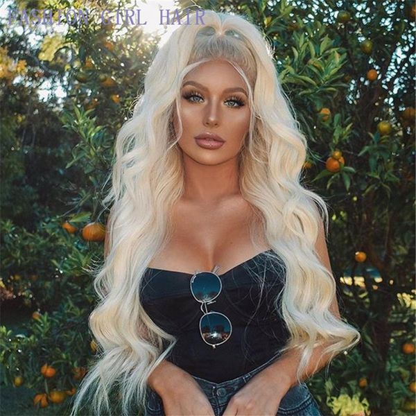 

13x4 ombre blonde colored lace front wig simulation human hair body wave full 360 lace frontal wigs for black women278l, Black;brown