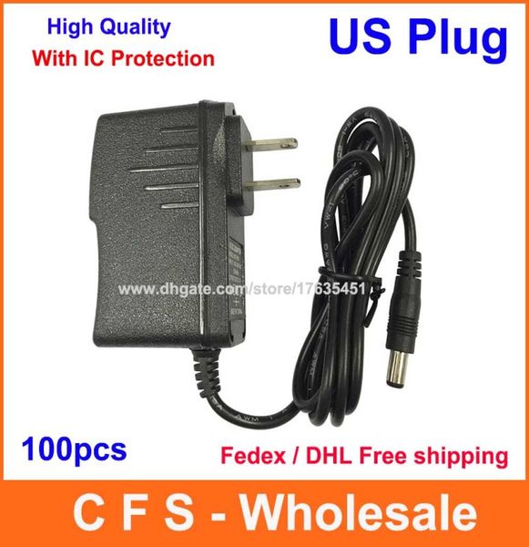 

100pcs ic program ac dc 12v 9v 1a power supply adapter 5v 2a us plug dc 55mm x 21mm fedex dhl 7721960
