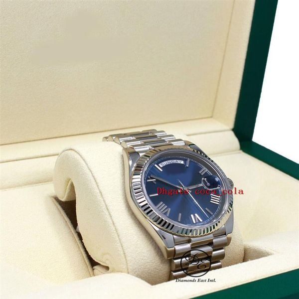 

new factory version counter quality watch 18k white gold blue roman dial blue dial watch cal 3255 movement automatic eta diving s275y, Slivery;brown