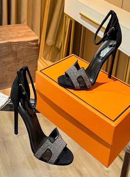 

designer sandals women high heels calfskin leather sandal classic stiletto heel santorini legend shoe flat wedge heel shoes8524924, Black