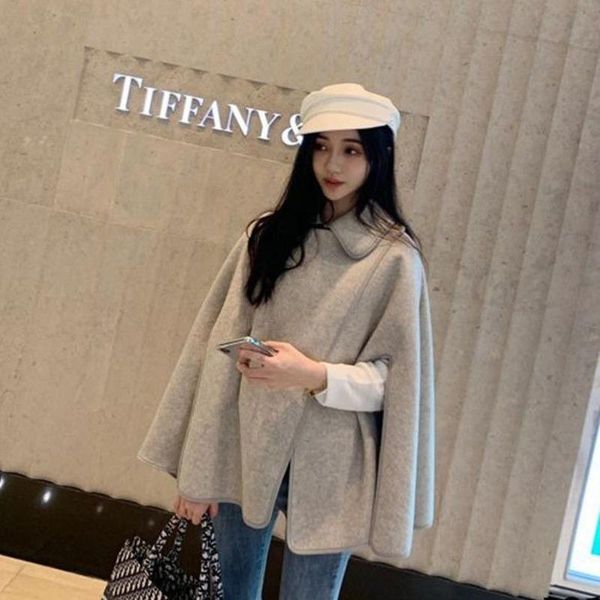 

fur autumn winter women's light luxury highend temperament goddess style design sense cape leisure coat cloak korean women clothing, Black