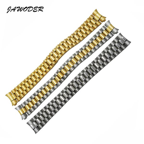 

jawoder watch band 13mm 17mm 20mm silver gold stainless steel polishing brushed curved end watch strap bracelets for rolex244n, Black;brown