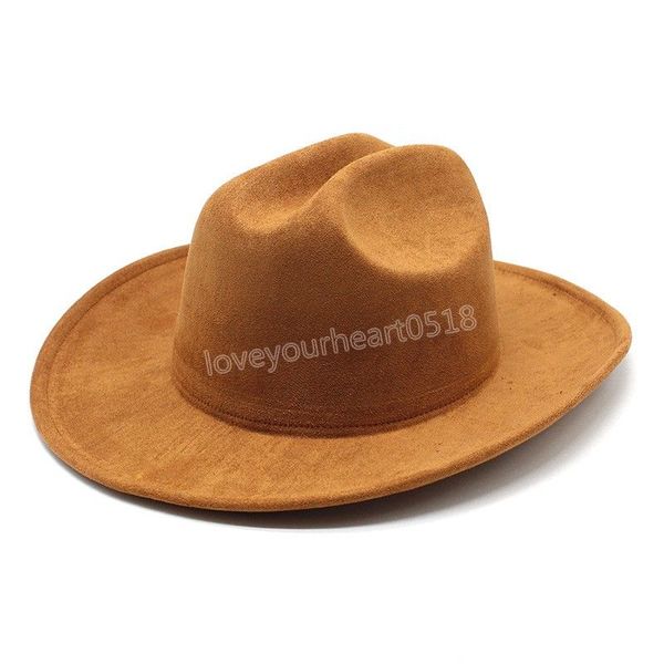 

suede large brim western cowboy hat men vintage jazz travel party hat gentleman panama cowgirl hats, Blue;gray