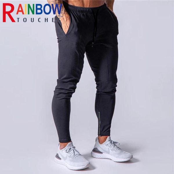 

pants rainbowtouches men tracksuit pants 2022 new jogging fitness trousers slim zipper absorption and sweatpants wicking men pants, Black
