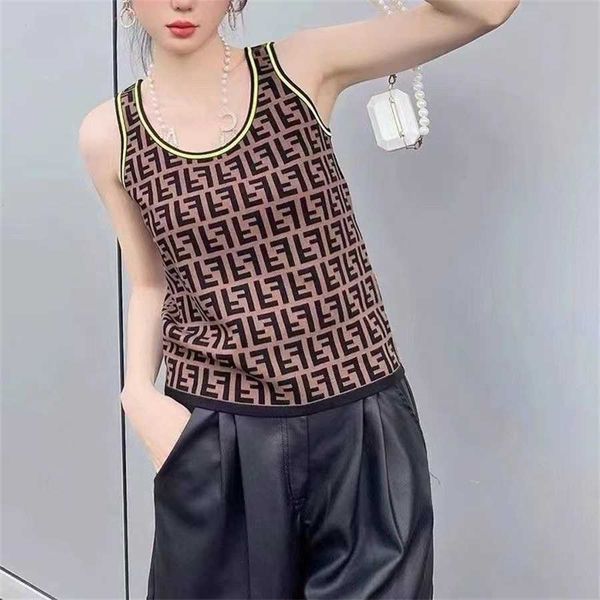 

36% off european and american retro vintage knit with contrasting jacquard u-neck letter vest foreign style summer suspender ice silk, White;black