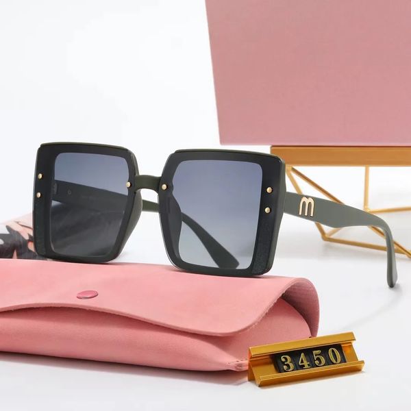 

new miu men's and women's large frame square color matching sunglasses 3045, outdoor sunglasses taken on tourist street uv400, White;black