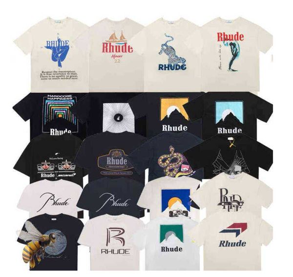 

summer collection rhude tshirt oversize heavy fabric couple dress t shirt om, White;black