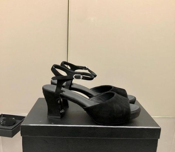 

2022 summer new luxury designer highheeled slippers electroplated carrot sandals half heel height 8 cm7649007, Black