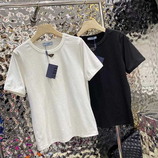 

family early autumn new fashion classic triangle basic round neck versatile short sleeve t-shirt, White