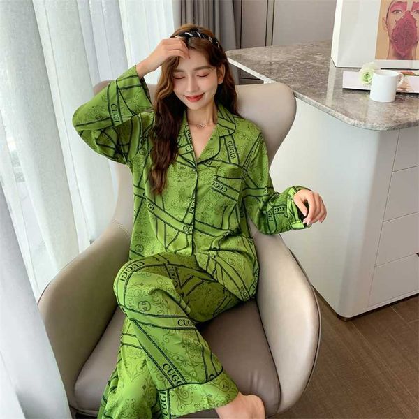 

26% off spring summer new ins network red recommended women's green ancient two piece set of fashion and foreign style pajamas home fur