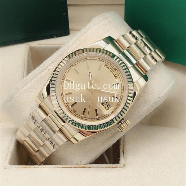 

watches 3 style 36mm champagne index 3atm waterproof 18k yellow gold asia 2813 movement mechanical automatic women's m290d, Slivery;brown