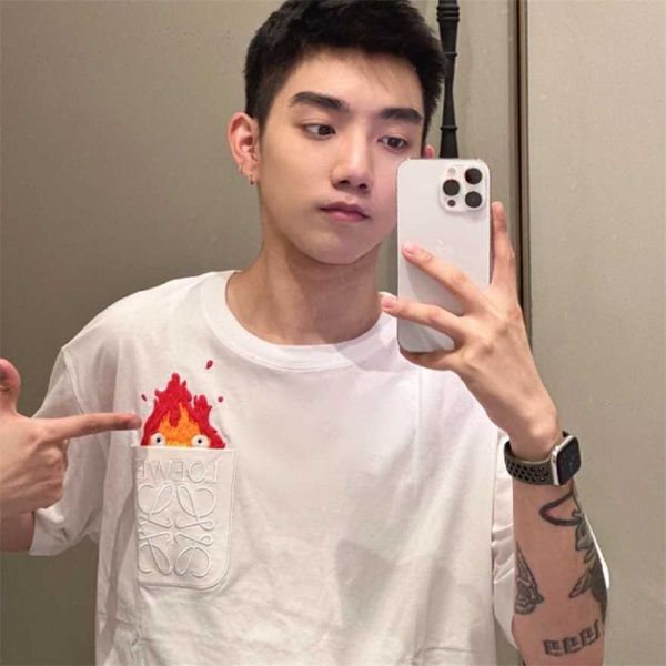 

34% off edition t-shirt with kasifa embroidery small flames mobile castle for both men and women in the of, White