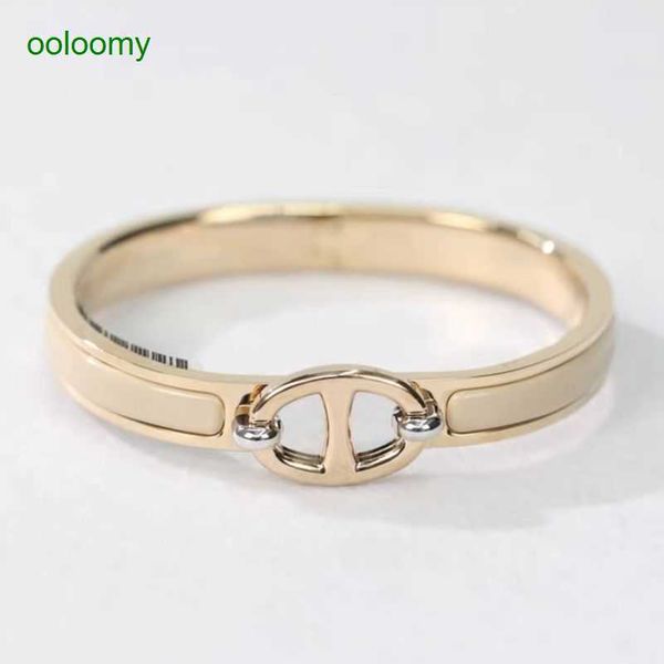 

hemrres designer bracelet gold bracelet for women high version direct delivery light luxury h new rose gold pig nose enamel male and female, Black